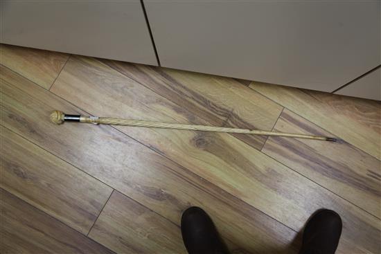 A 19th century whalebone walking stick length 86cm